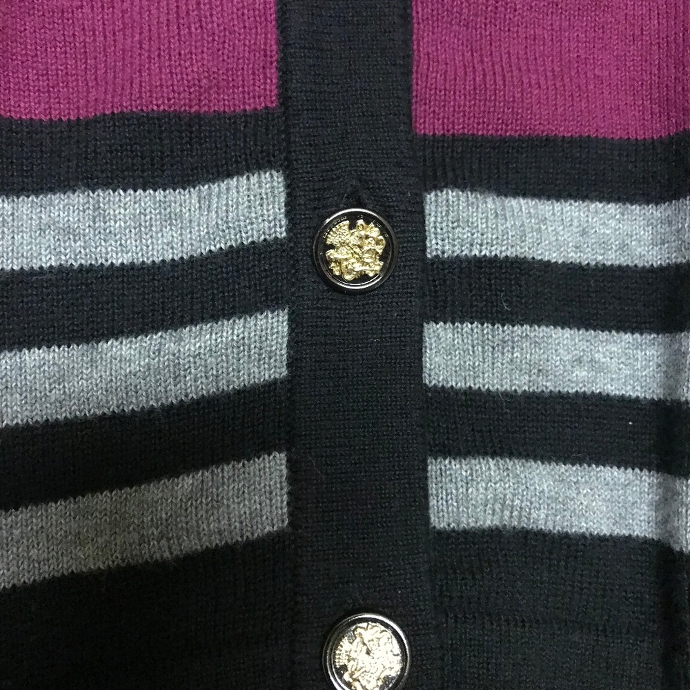 Gianni Bini Grey & Purple Striped Cardigan Sweater - Picture 3 of 8